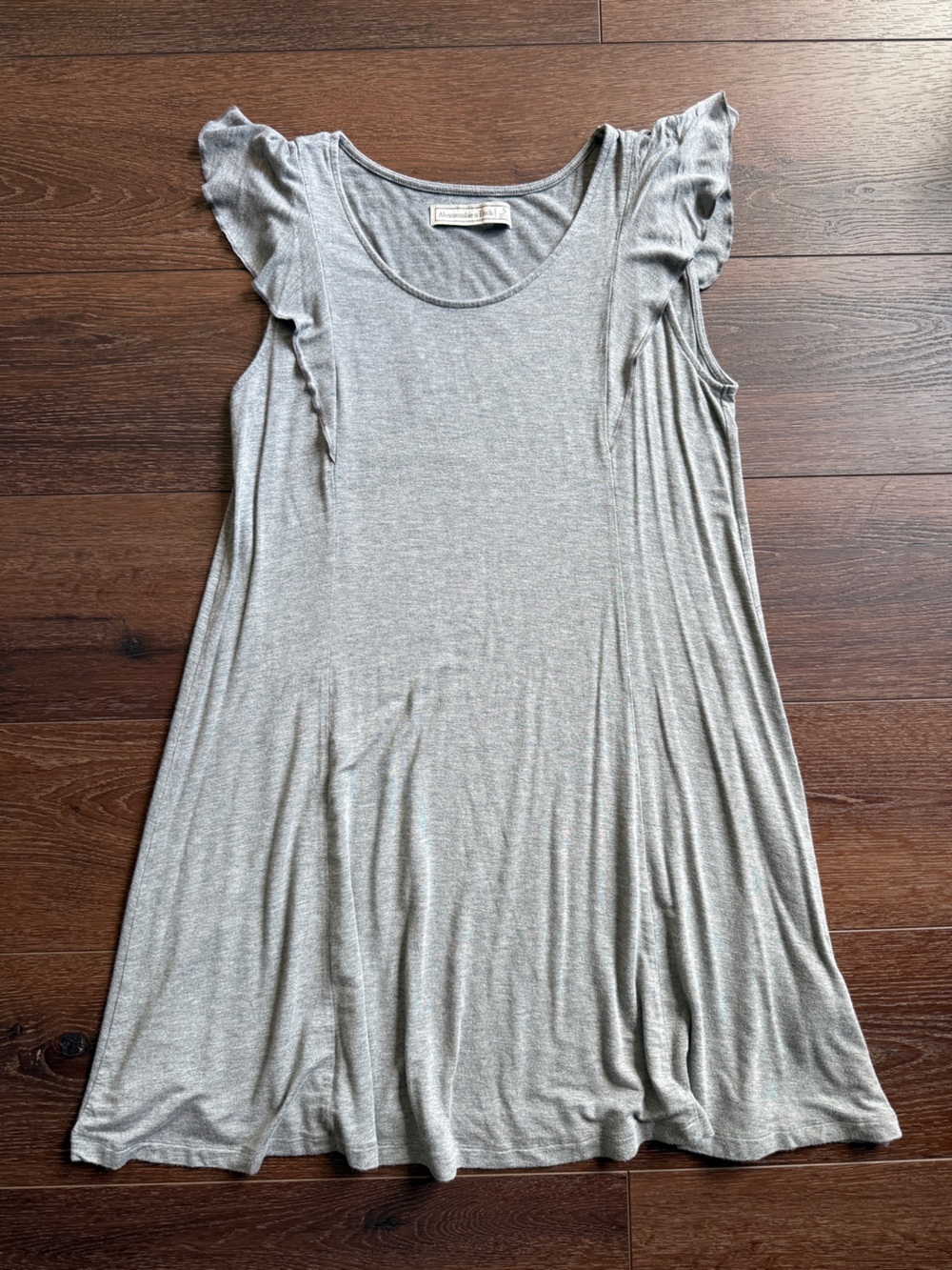 Abercrombie & Fitch Gray Ruffle Sleeve Swing Mini Dress